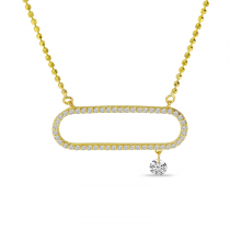 14K Yellow Gold Dashing Diamond Open Paperclip Necklace