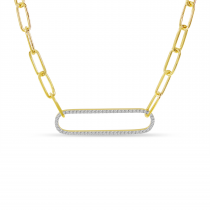 14K Yellow Gold Large Diamond Paperclip Link Necklace