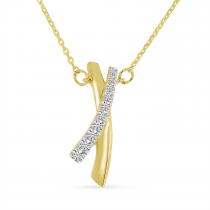 14K Yellow Gold Brushed Gold X Necklace