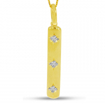 14K Yellow Gold 3-Diamond Star Bar Pendant