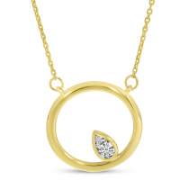 14K Yellow Gold Diamond In Open Circle Necklace