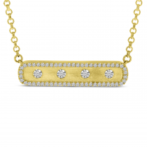 14K Yellow Gold Diamond East 2 West Bar Necklace