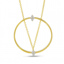 14K Yellow Gold Millgrain Diamond Circle Necklace