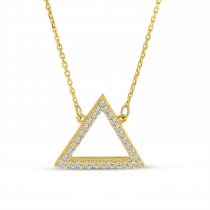 14K Yellow Gold Diamond Open Triangle Necklace