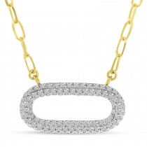 14K Yellow Gold Pave Diamond Paperclip Necklace