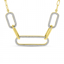 14K Yellow Gold Triple Paperclip Diamond Necklace