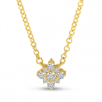 14K Yellow Gold Small Diamond Clustaire Necklace