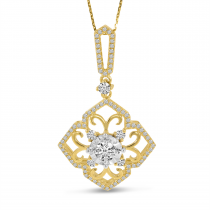 14K Yellow Gold Diamond & Gold Filigree Pendant