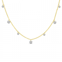 14K Yellow Gold Dashing Diamond 7-Stone Necklace