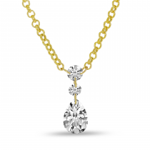 14K Yellow Gold Dashing Diamonds Pear Drop Necklace