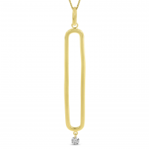 14K Yellow Gold Dashing Diamonds Elongated Pendant