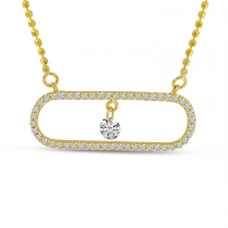 14K Yellow Gold Dashing Diamond Center Paperclip Necklace