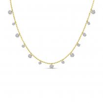 14K Yellow Gold Diamond By the Yard 1.00 Ct Dashing Diamond Bead Chain 18 inch Necklace