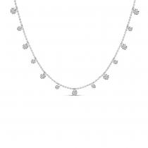 14K White Gold Diamond By the Yard 1.00 Ct Dashing Diamond Bead Chain 18 inch Necklace