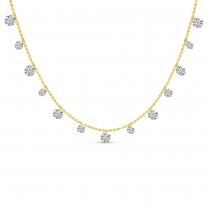 14K Yellow Gold 1.53 Ct Dashing Diamond Bead Chain 18 inch Necklace