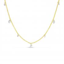 14K Yellow Gold 0.75 Ct Dashing Diamond Bead Chain 18 inch Necklace