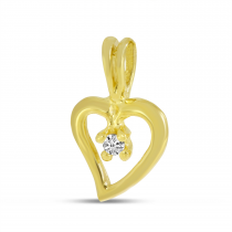 14K Yellow Gold Petite Diamond Heart Pendant