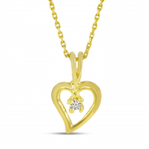 14K Yellow Gold Petite Diamond Heart Pendant