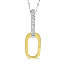 14K Yellow Gold Two-Tone Diamond Push Lock Pendant