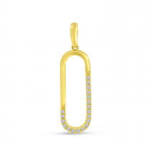 14K Yellow Gold Diamond Open Link Pendant