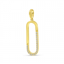 14K Yellow Gold Diamond Open Link Pendant