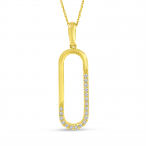 14K Yellow Gold Diamond Open Link Pendant