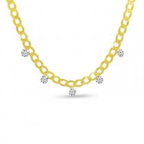 14K Yellow Gold Dashing Diamond Cuban Chain Necklace