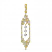 14K Yellow Gold Dashing Diamond Art Deco Pendant