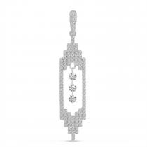 14K White Gold Dashing Diamond Art Deco Pendant