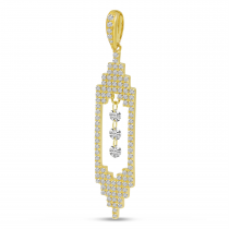 14K Yellow Gold Dashing Diamond Art Deco Pendant