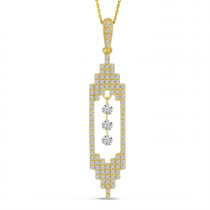 14K Yellow Gold Dashing Diamond Art Deco Pendant