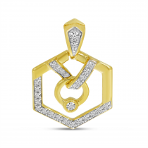 14K Yellow Gold Diamond Geometric Pendant