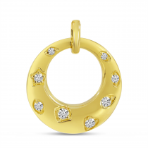 14K Yellow Gold Scattered Diamond Circle Pendant