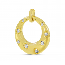 14K Yellow Gold Scattered Diamond Circle Pendant