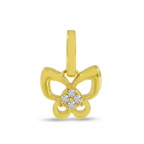 14K Yellow Gold Small Diamond Butterfly Pendant