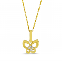14K Yellow Gold Small Diamond Butterfly Pendant