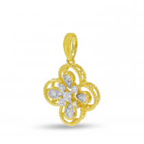14K Yellow Gold Clover Diamond Pendant