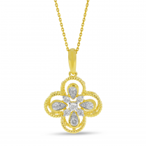 14K Yellow Gold Clover Diamond Pendant