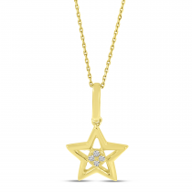 14K Yellow Gold Small Diamond Star Pendant
