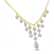 14K Yellow Gold Dashing Diamond Cleopatra Cascading Necklace