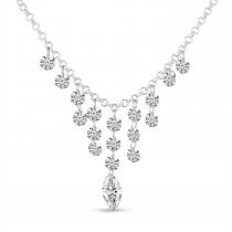 14K White Gold Dashing Diamond Cleopatra Cascading Necklace