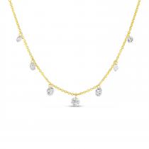 14K Yellow Gold Graduated Dashing Diamonds 5 Stone Necklace