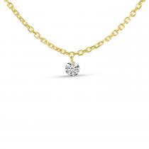 14K Yellow Gold Solitaire Dashing Diamonds 18 inch Necklace