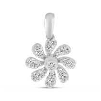 14K White Gold Diamond Floral Pendant