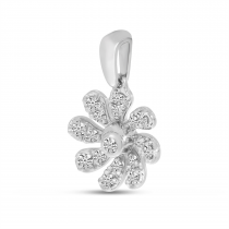 14K White Gold Diamond Floral Pendant