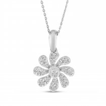 14K White Gold Diamond Floral Pendant