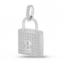 14K White Gold Diamond Padlock Pendant