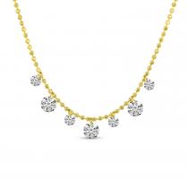 14K Yellow Gold Dashing Diamonds 17 inch Necklace