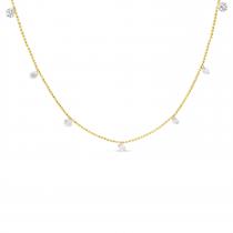 14K Yellow Gold Dashing Diamonds 19 inch Necklace