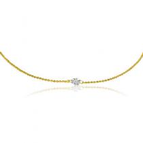 14K Yellow Gold Single Pierced Diamond Dashing Diamond Necklace